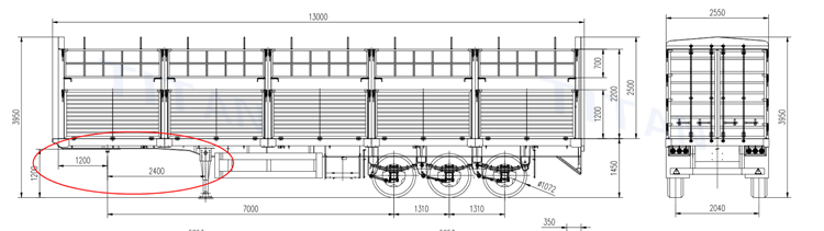 fence semi trailer drawing