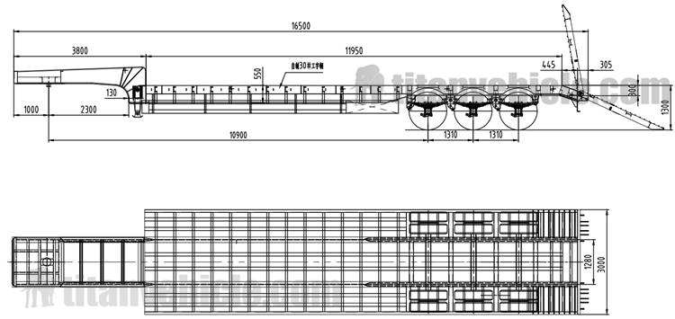 Drawing of 90 Ton Low Bed Trailer for Sale