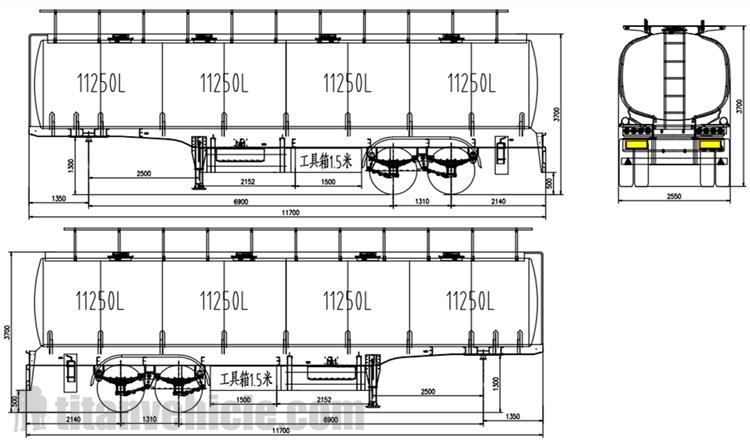 Drawing of 45000 Liters Fuel Tanker Trailer Price