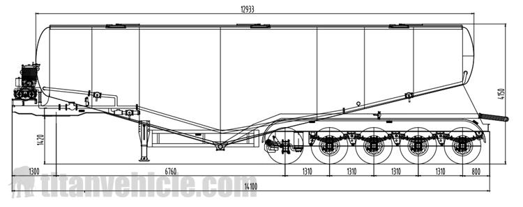 Drawing of 5 Axle 60CBM Bulk Cement Tanker Trailer Manufacturer