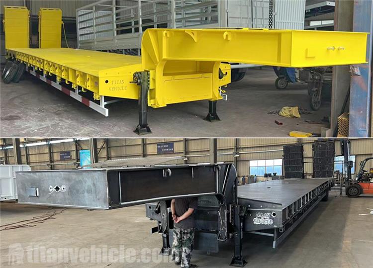 80T Low Bed Truck Trailer with Folding Ladder for Sale In United Arab Emirates